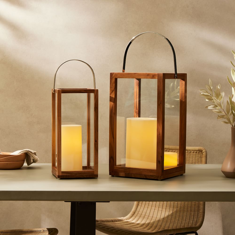 Simple Mango Wood Lanterns West Elm