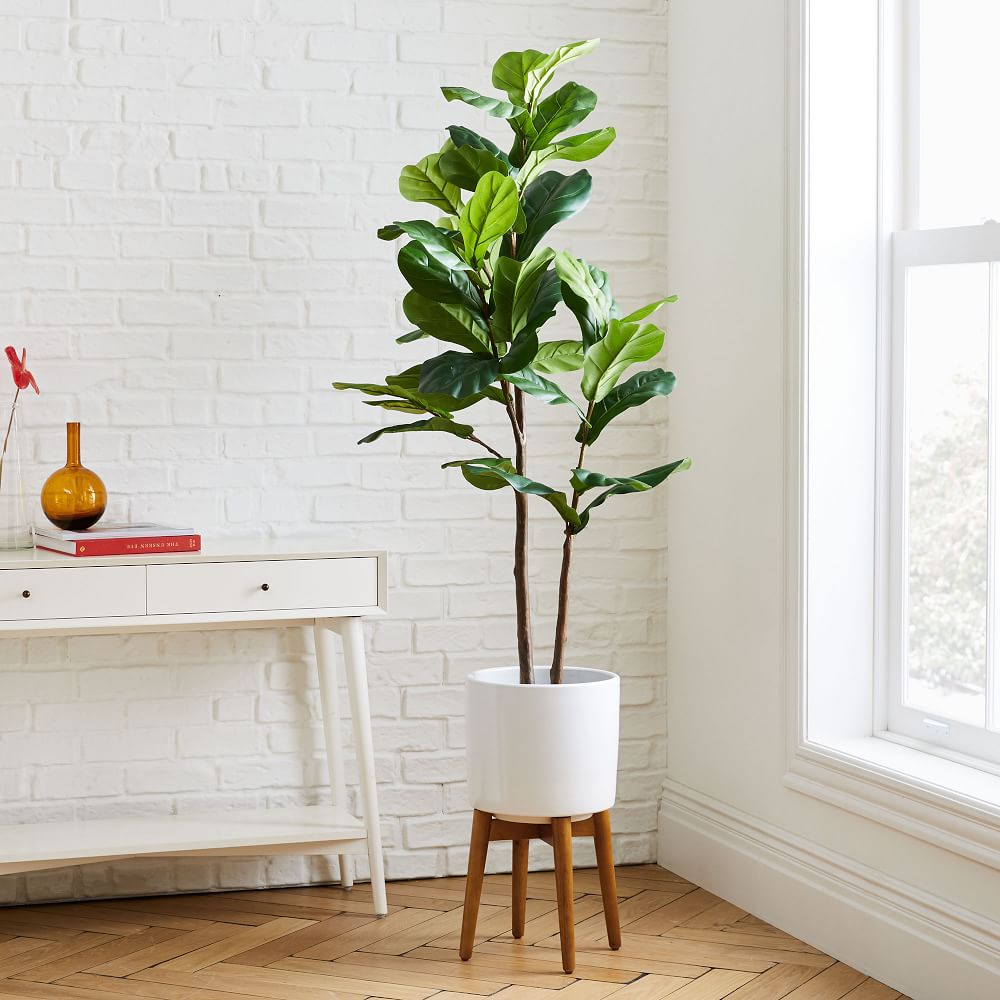 Ships in Gray Planter BESAMENATURE Artificial Fiddle Leaf Fig Tree/Faux Ficus Lyrata for Home Office Decoration 12 Tall