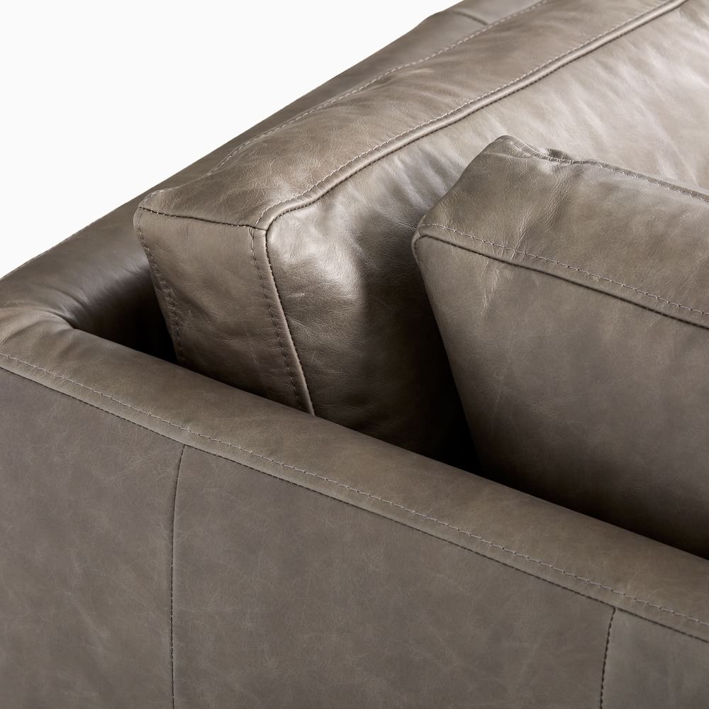 Anton Leather 2 Piece Terminal Chaise Sectional Wood Legs Sofa With