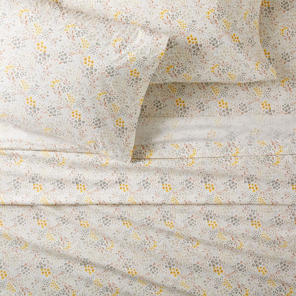 Organic Cotton Percale Floral Field Sheet Set & Pillowcases | West Elm