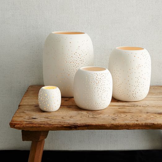 Pierced Constellation Blush Ceramic Vases & Hurricanes West Elm
