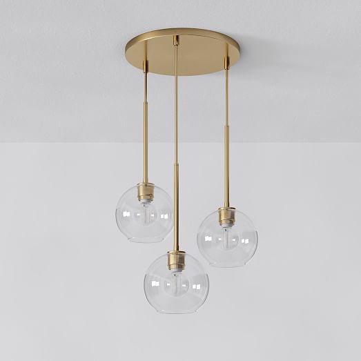 Sculptural Glass 3 Light Globe Chandelier 15 21 Clear Sculptural Glass 3 Light Globe, Glass Brass Sphere Chandelier