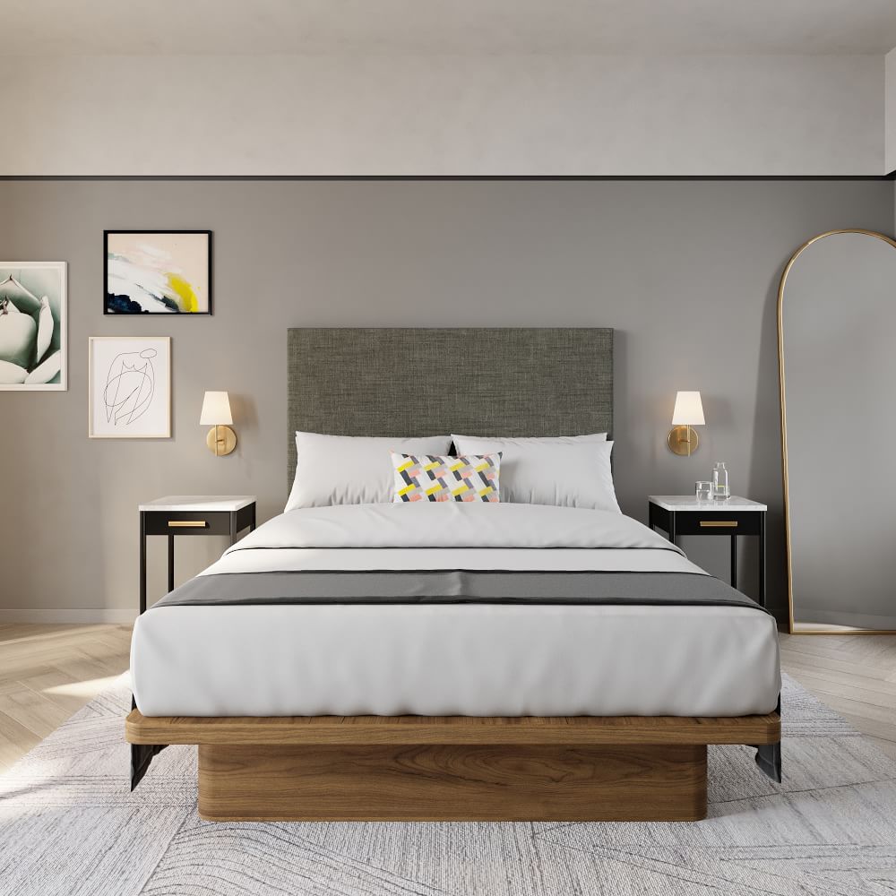 Simple Upholstered Wall Mounted Headboard - Vegan Leather | West Elm