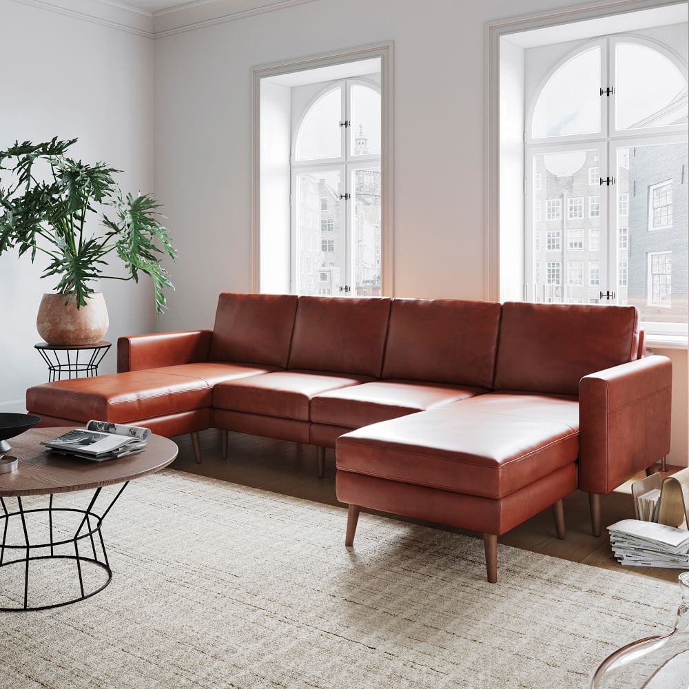 Burrow Nomad Leather King Sectional with Double Chaise (112") West Elm
