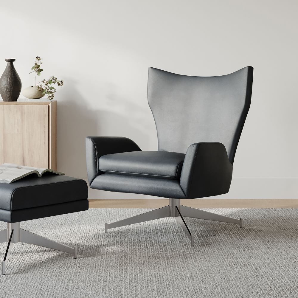 Hemming Leather Swivel Chair West Elm