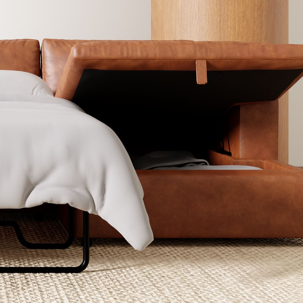 Harmony Modular Leather 2Piece Sleeper Sectional w/Storage Chaise (123