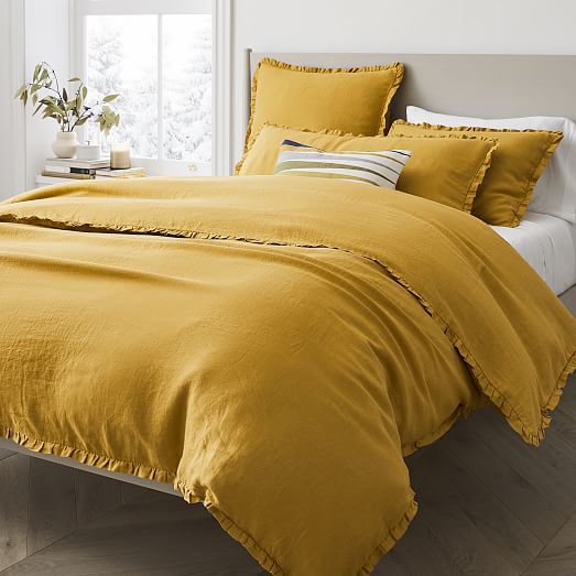 west elm yellow duvet