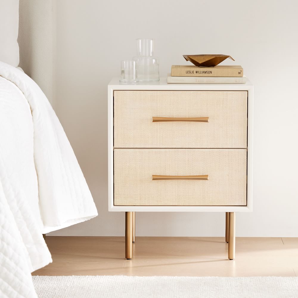 End Side Table Nightstand Storage w/ Drawer and Beam Home Decor Bedside White 