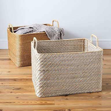 Modern Weave Oversized Storage Basket w/ Handles
