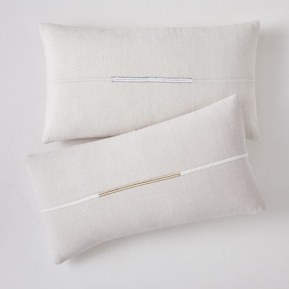 Accented Cotton Canvas Lumbar Pillow Cover West Elm