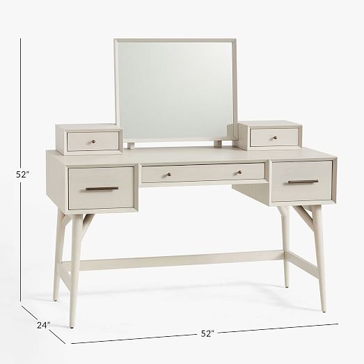 Mid Century Vanity Desk Set 52, Vanity Desk Combo Black And White