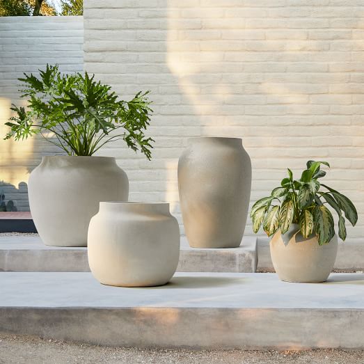 Fluted Ficonstone Indoor/Outdoor Planters West Elm