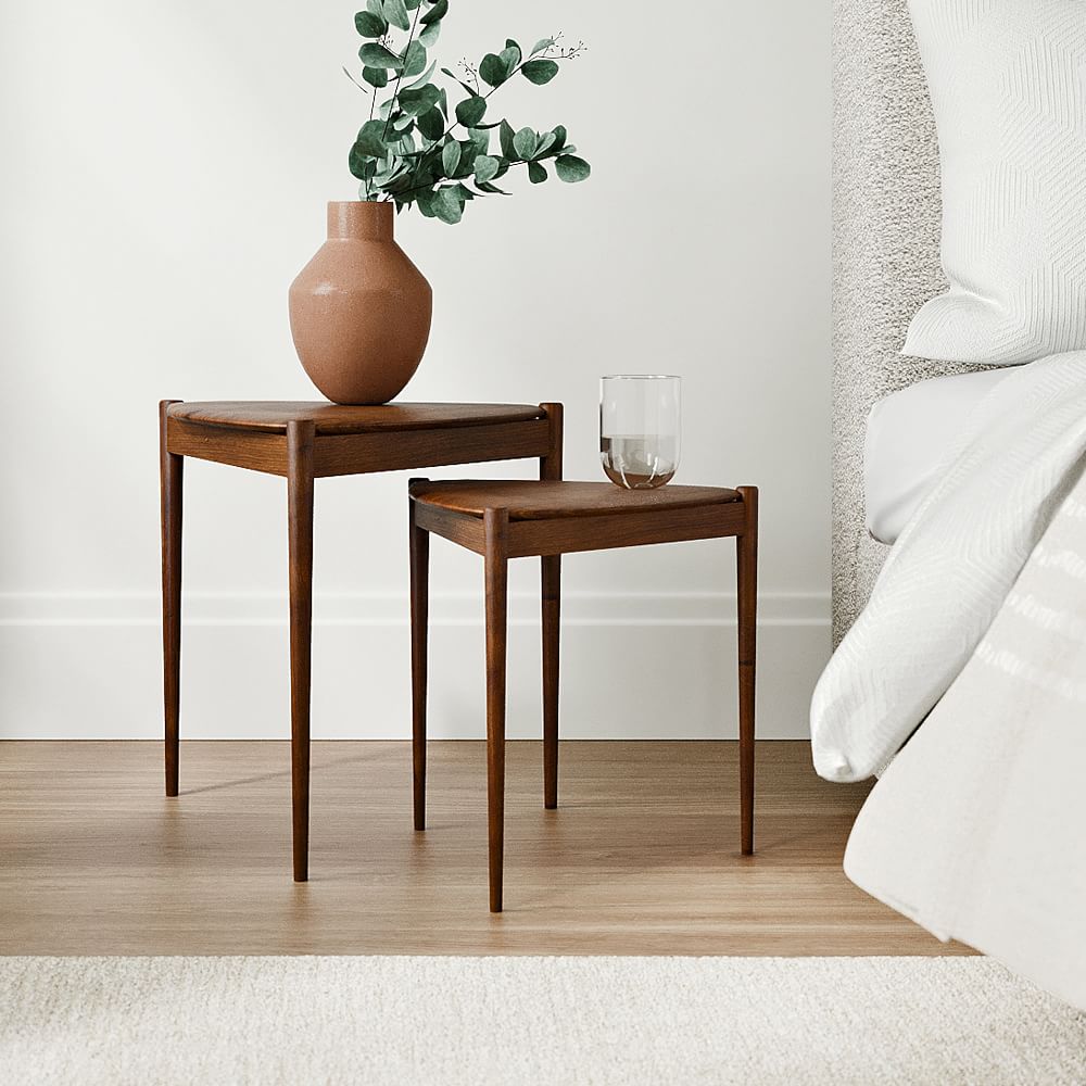 called nesting tables first half of the 20th century solid mahogany wood Suite of three small side tables