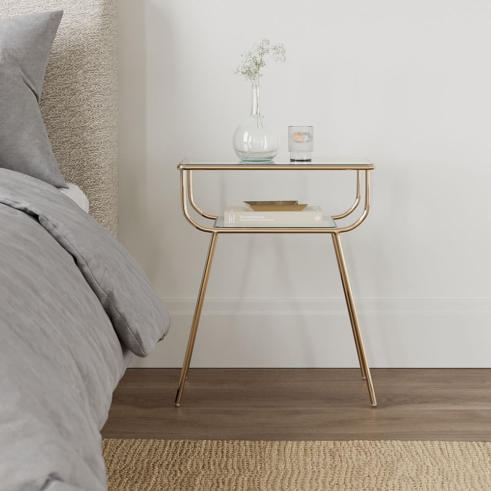 gold glass nightstand