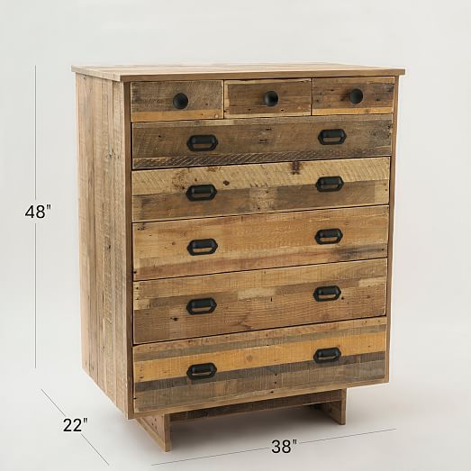 Reclaimed Wood 8 Drawer Dresser 37 75, Reclaimed Wood Dresser Tall