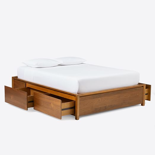 Ansel Side Storage Bed, Bed Frame With Shelves On Side
