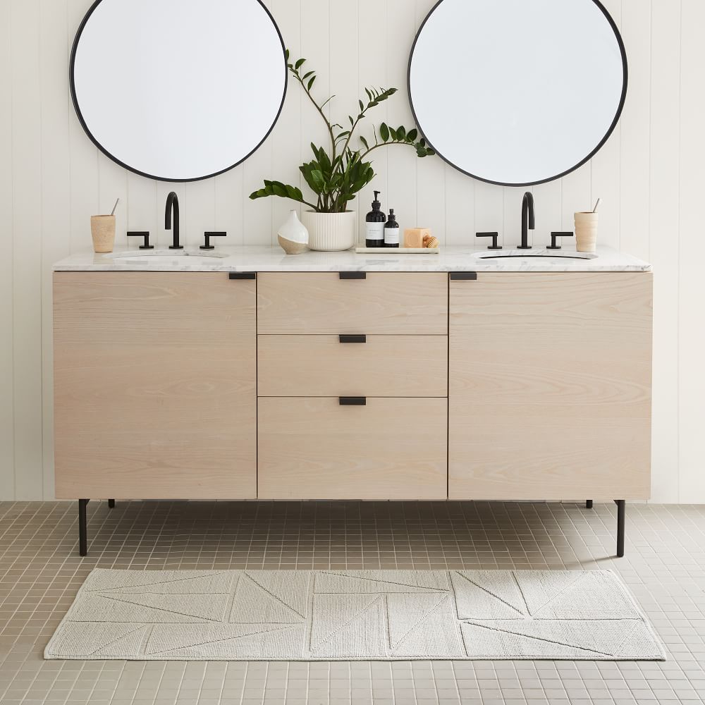 Organic Triangle Sculpted Bath Runner West Elm