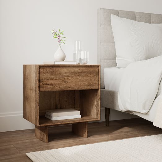 Nightstand Solid Wood Rustic Barn Wood Finish Night Stand Bedroom Furniture New 