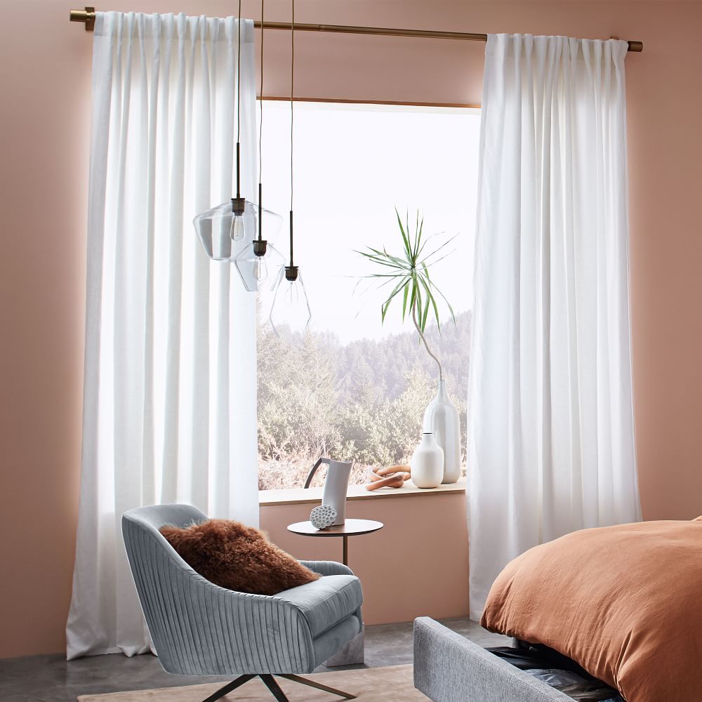 Linen Cotton Curtain Stone White West Elm
