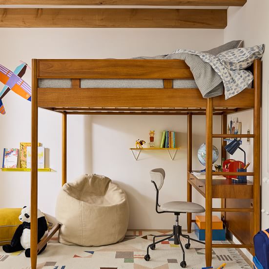 Mid-Century Double Loft Bed w/ Desk | West Elm