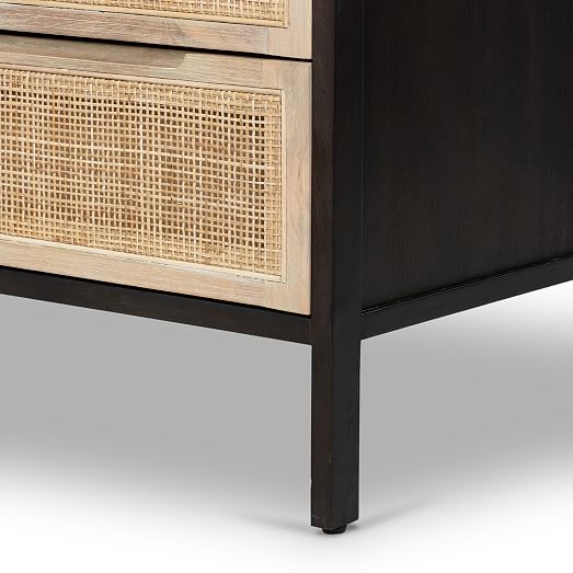 Modern Rattan 5 Drawer Dresser 33, Wooden Wicker Dresser