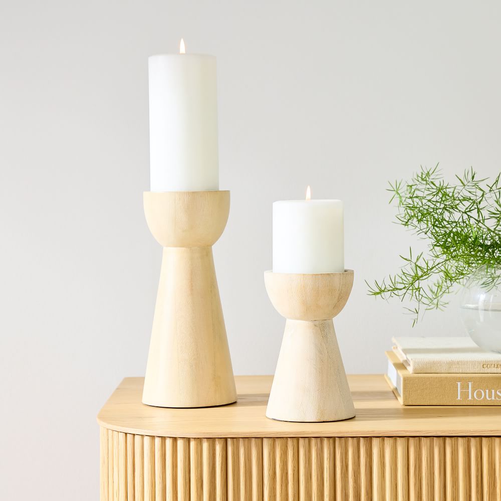 Pure Wood Pillar Candle Holders West Elm