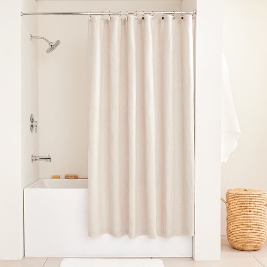 West Elm Woven Grid white shower curtain New 