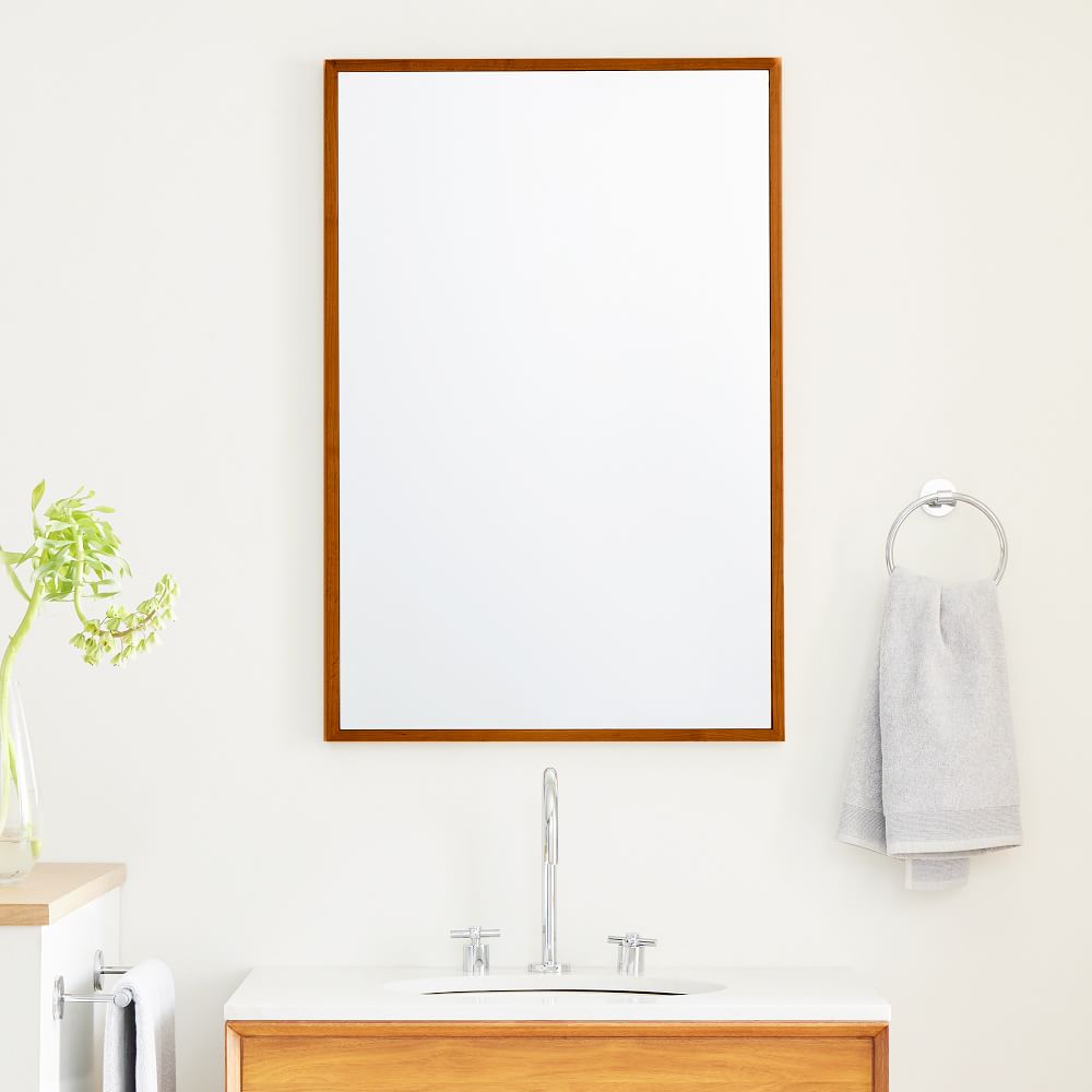 Thin Wood Rectangle Bath Mirror - 24