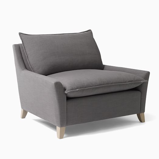 west elm bliss down filled chair and a half