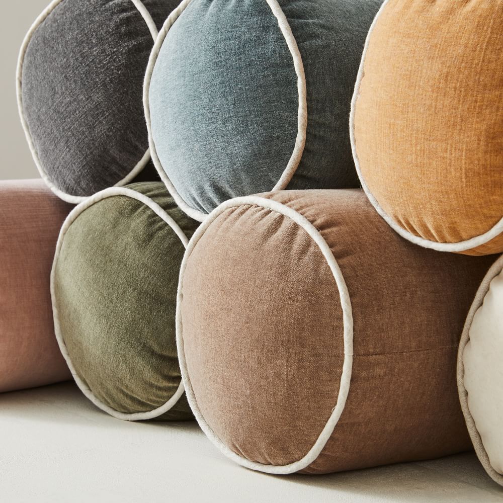 Classic Cotton Velvet Bolster Pillow | West Elm