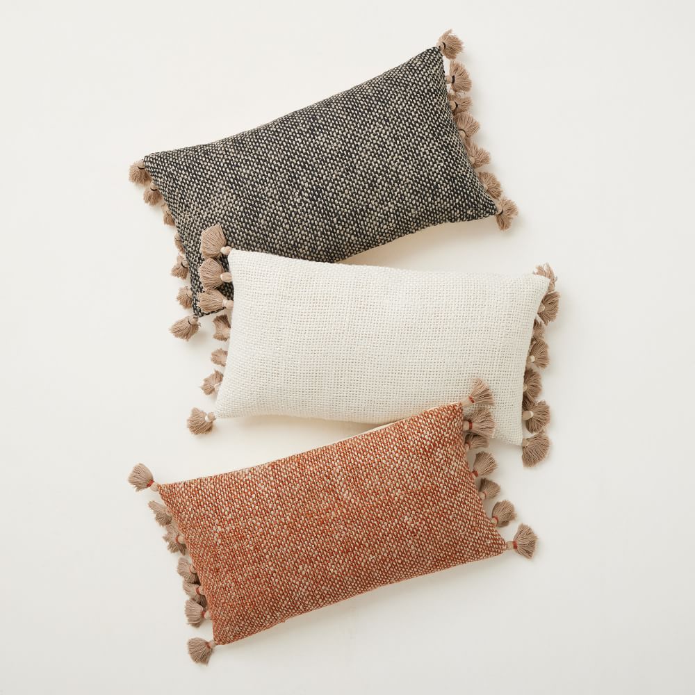 TwoTone Chunky Linen Tassels Pillow Cover West Elm