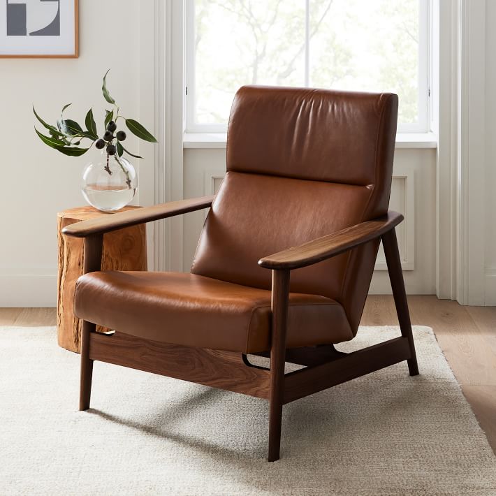 mid century modern harmony leather accent chair