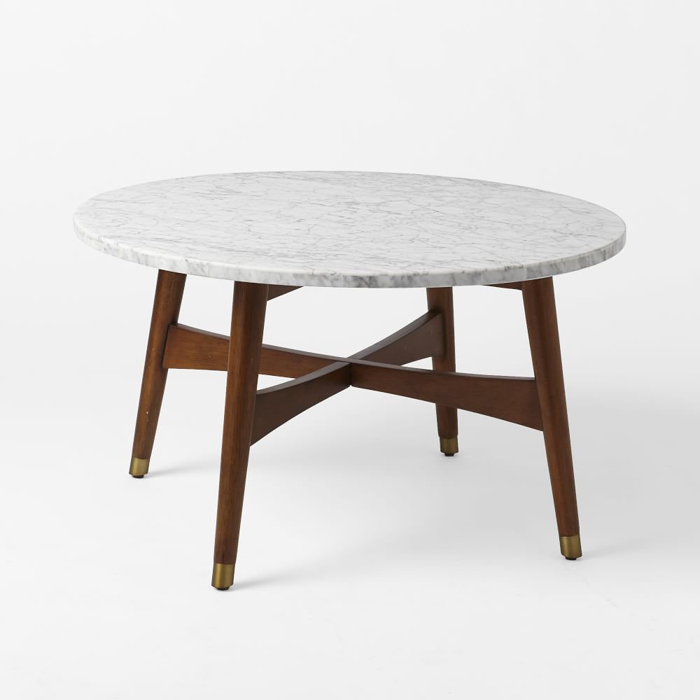 Reeve MidCentury Round Coffee Table & 2 Side Tables Set West Elm
