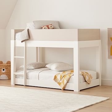 Milo Twin Bunk Bed Pebble White, How Tall Are Twin Bunk Beds