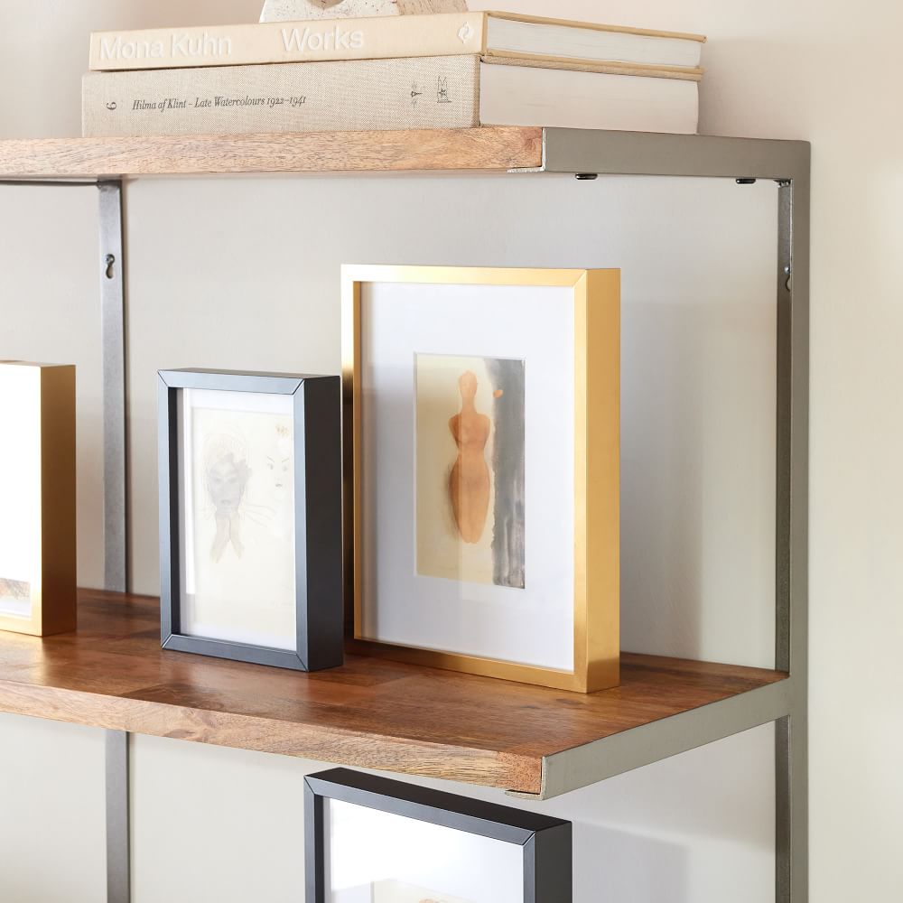 L-Beam Tiered Industrial Wood & Metal Wall Shelves | West Elm