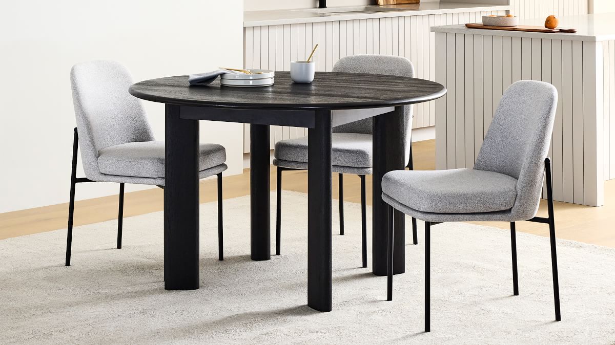 round dining table with wedge chairs