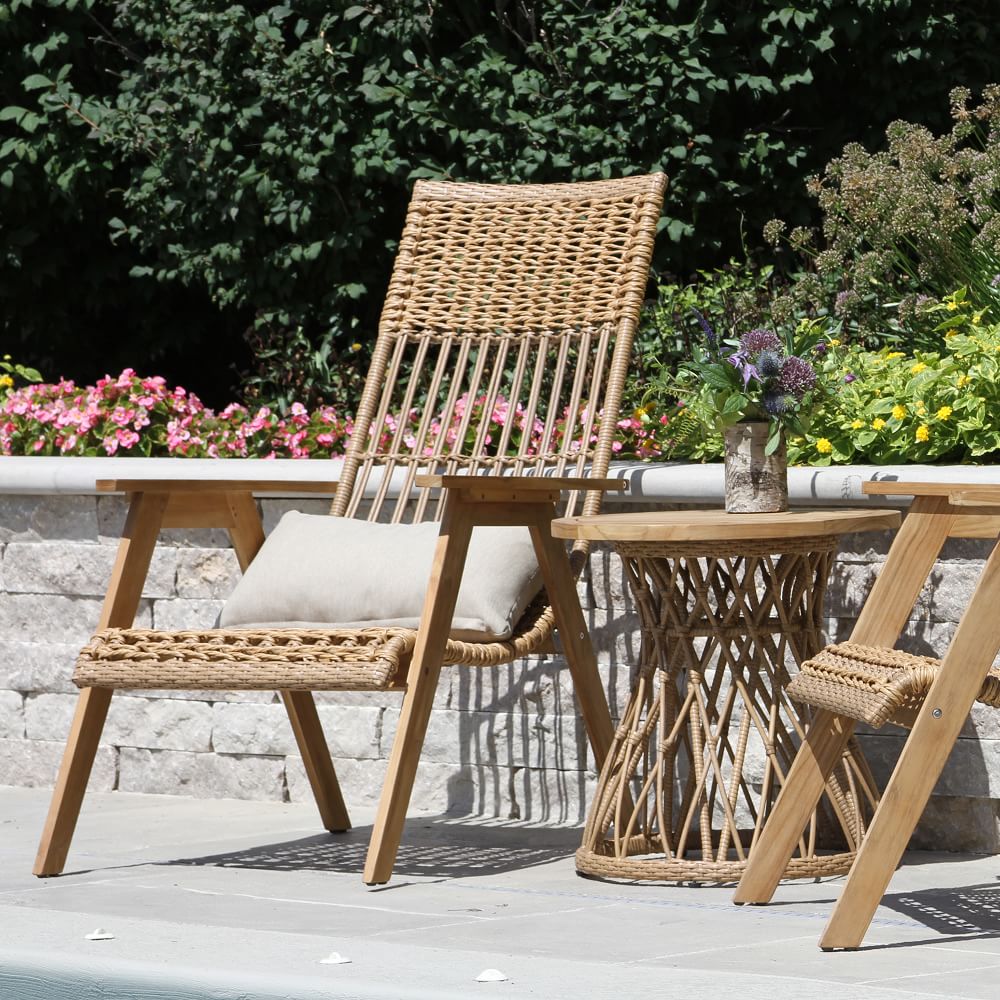 Teak & Wicker Outdoor Lounge Chair (Set of 2) West Elm