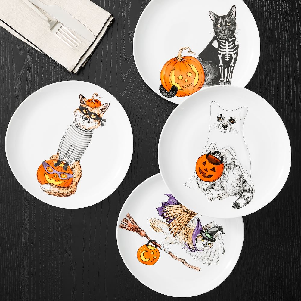 Dapper Animal Halloween Salad Plates West Elm