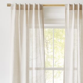 2 West Elm Sheer Belgian Flax Linen Curtains panels drapes dusty blush 48 96 New 
