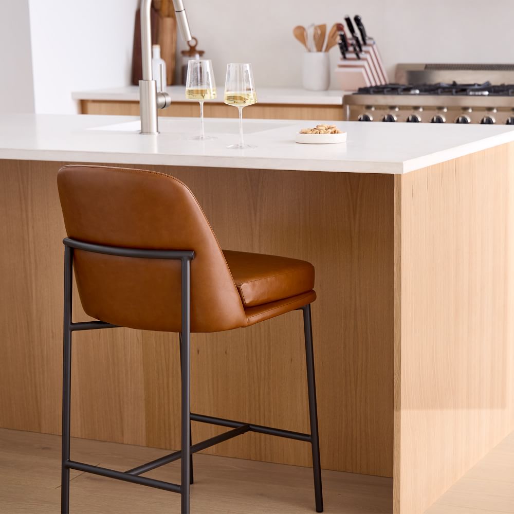 Jack Metal Frame Vegan Leather Bar & Counter Stools West Elm