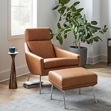 brown leather chair west elm