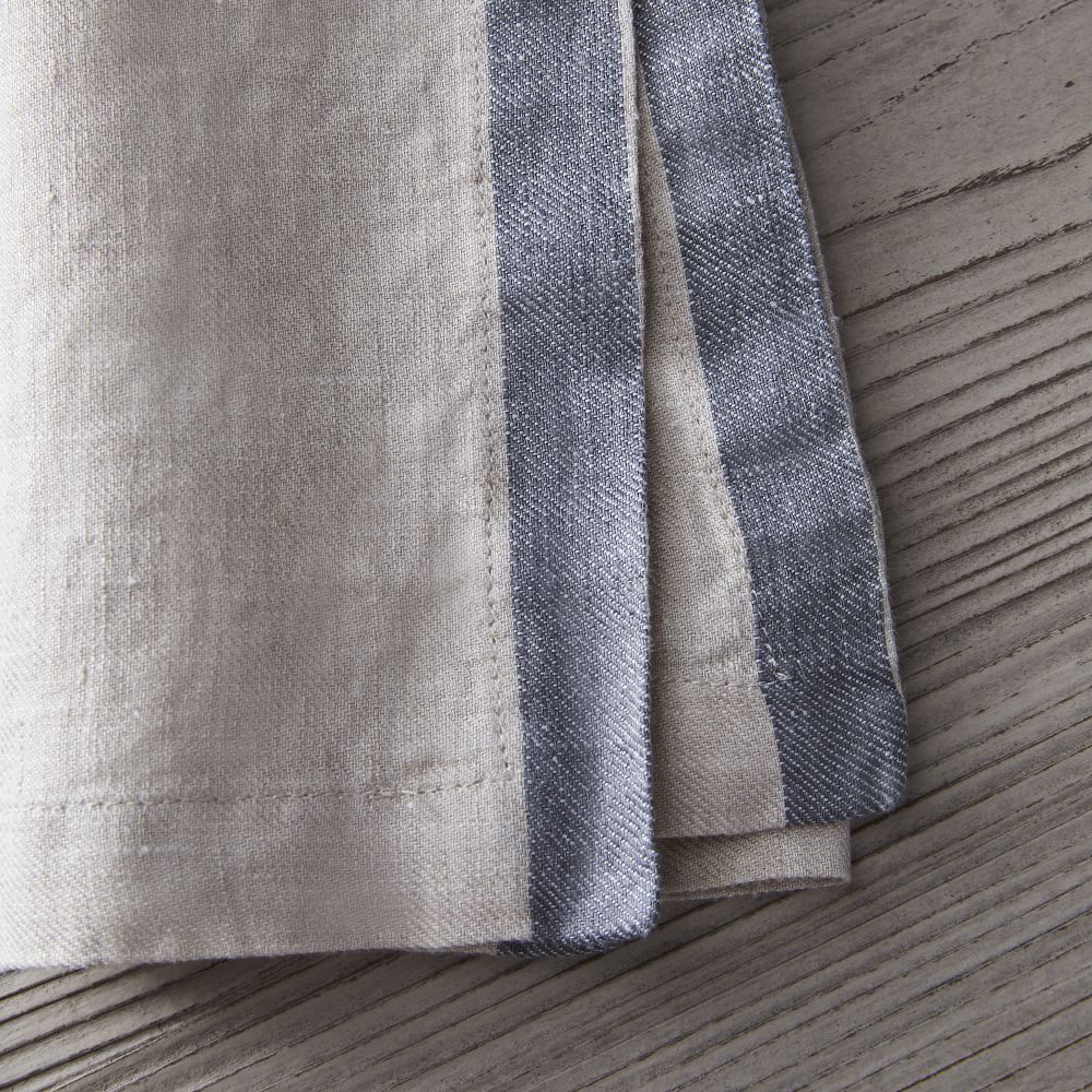 Contrast Border European Linen Napkins (Set of 4) | West Elm