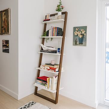 Wood Bookcase Ladder Shelf Bookshelf Wall Shelves Book Shelves Furniture US 
