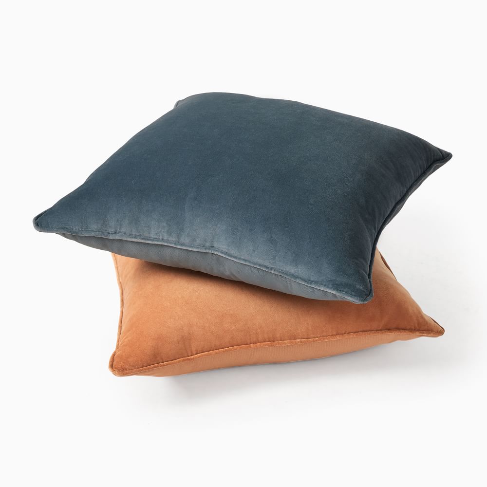 Cotton Velvet Grand Floor Cushion, 28"sq. x 10"h. West Elm