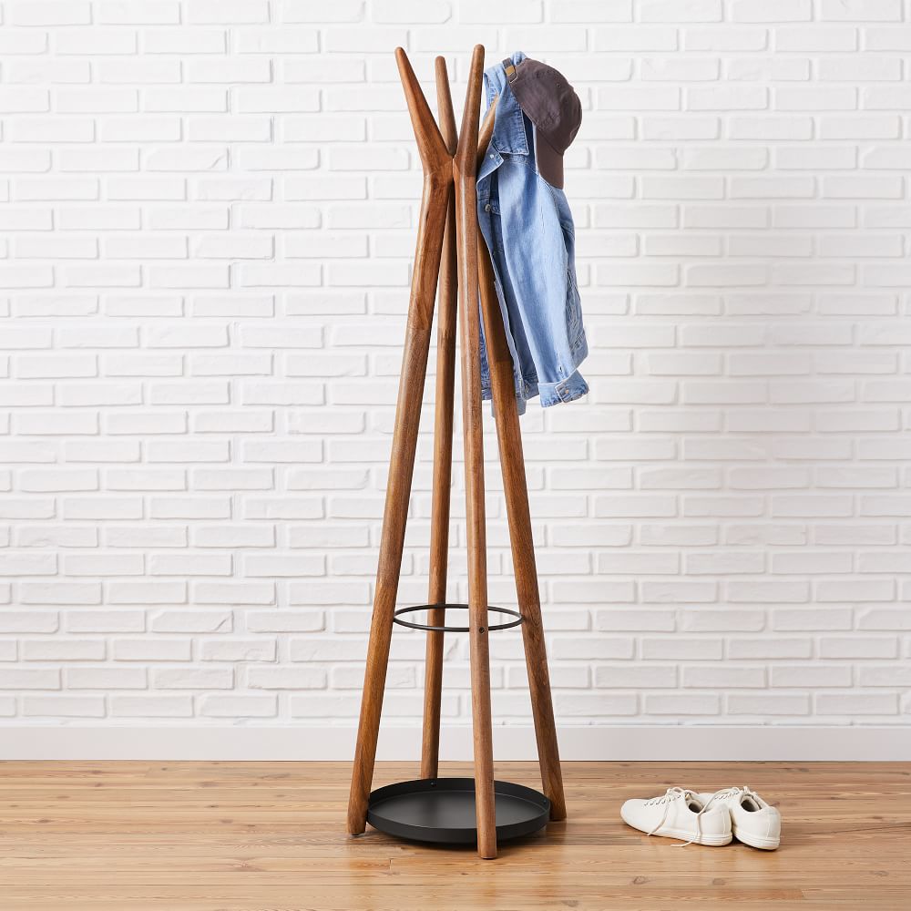 Anton Solid Wood Coat Rack Burnt Wax West Elm