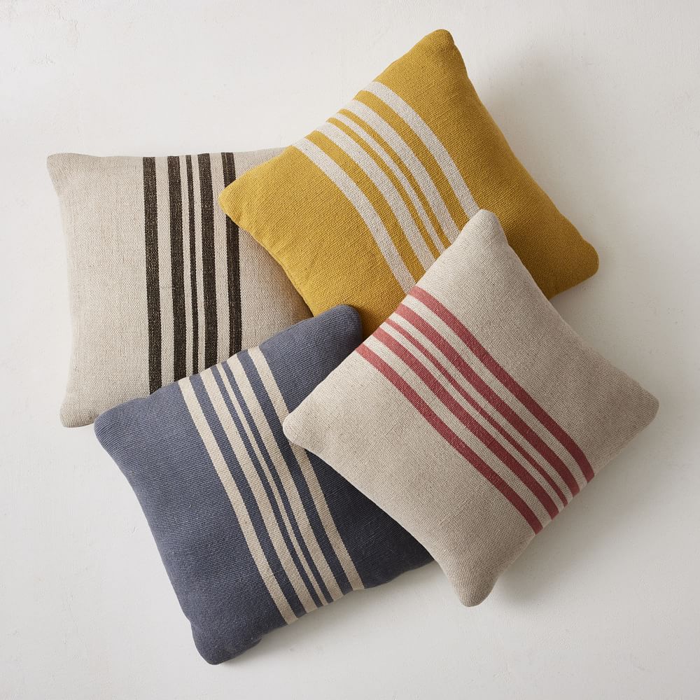 Natural Center Stripe Indoor/Outdoor Pillow West Elm