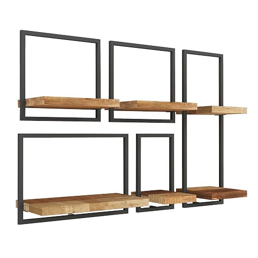 Wall Shelfmate Wood & Metal Wall Shelves Collection - Oak/Black