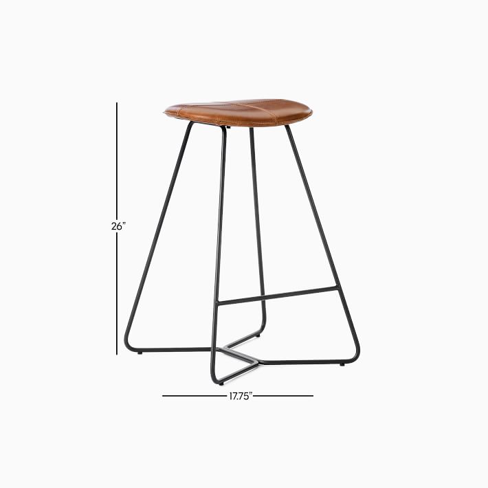 slope leather backless counter stool