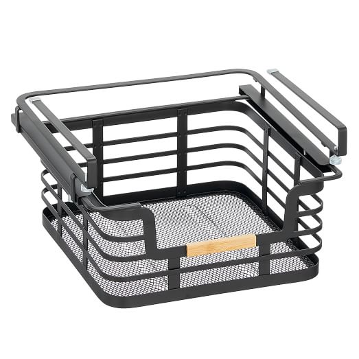mDesign Metal Sliding Baskets - Black (Set of 2)