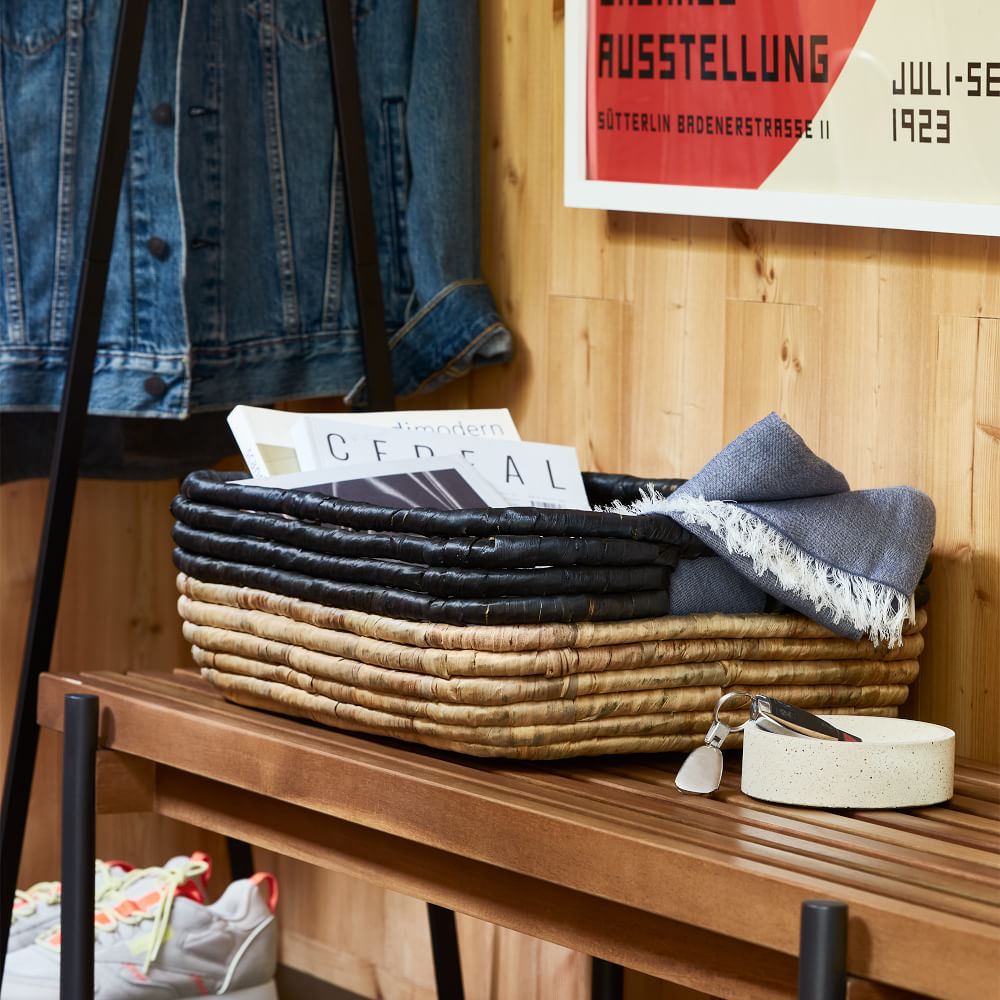 Woven Seagrass Underbed Basket Natural/Black West Elm